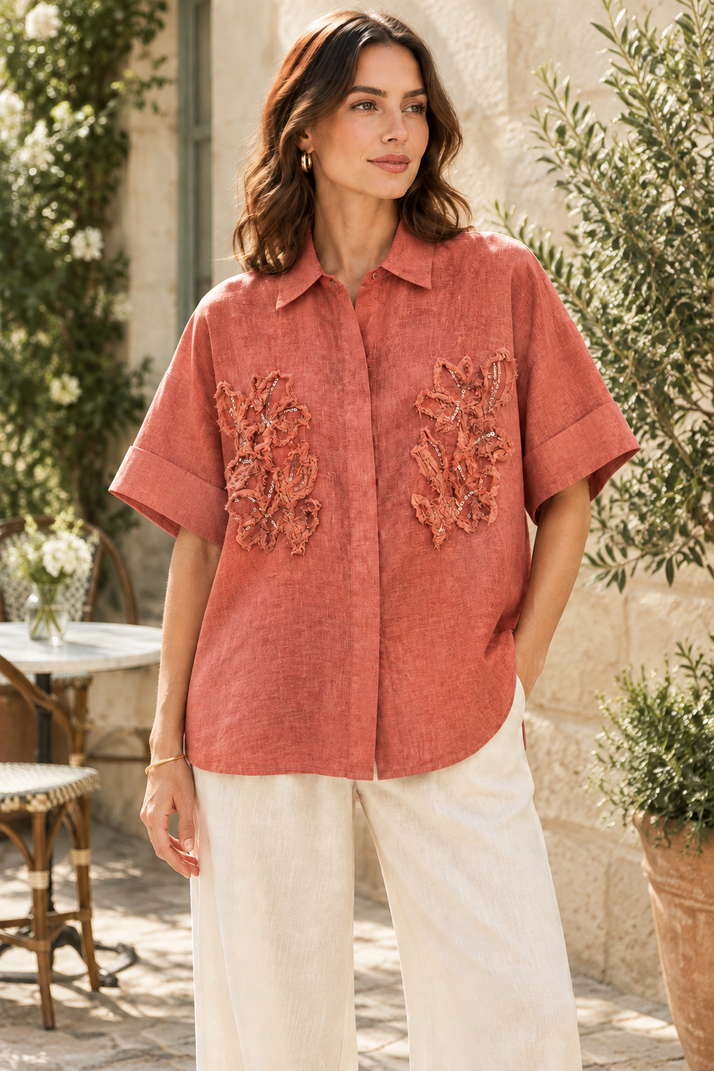 Lori Terracotta Linen Shirt