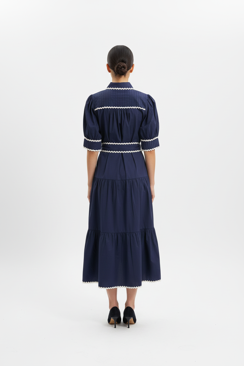 Vestido Azul Marinho - Costas com Modelo