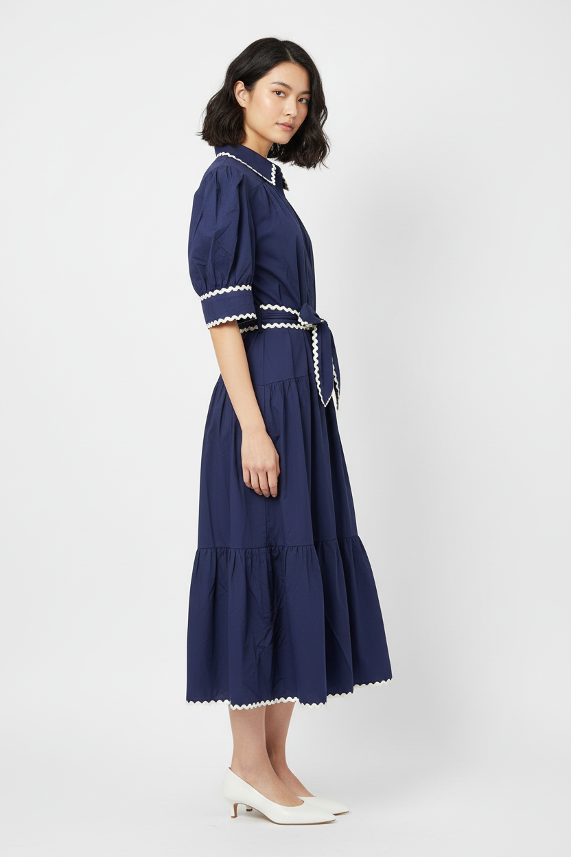 Vestido Azul Marinho - Lateral com Modelo