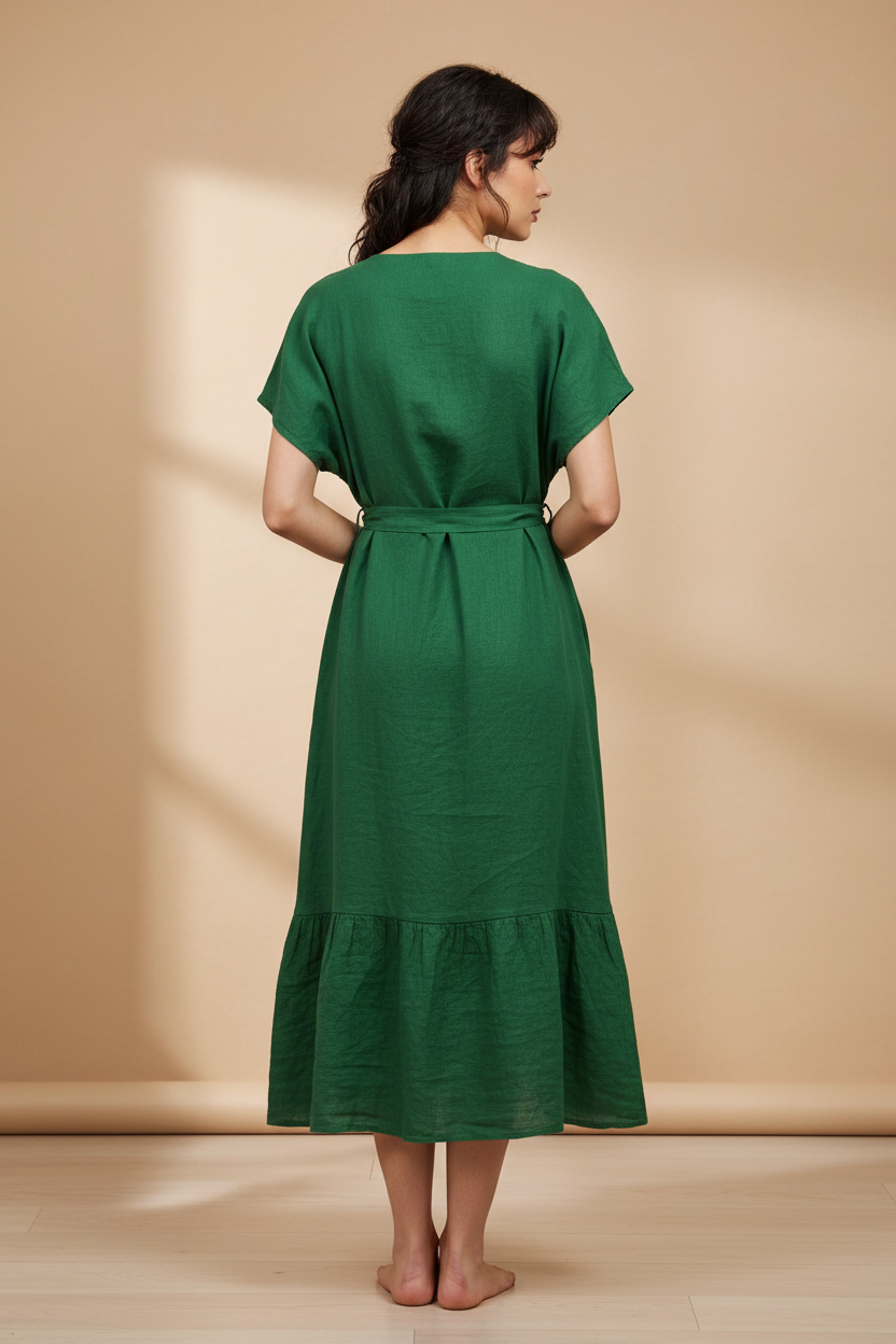 Vestido Verde Esmeralda - Costas com Modelo