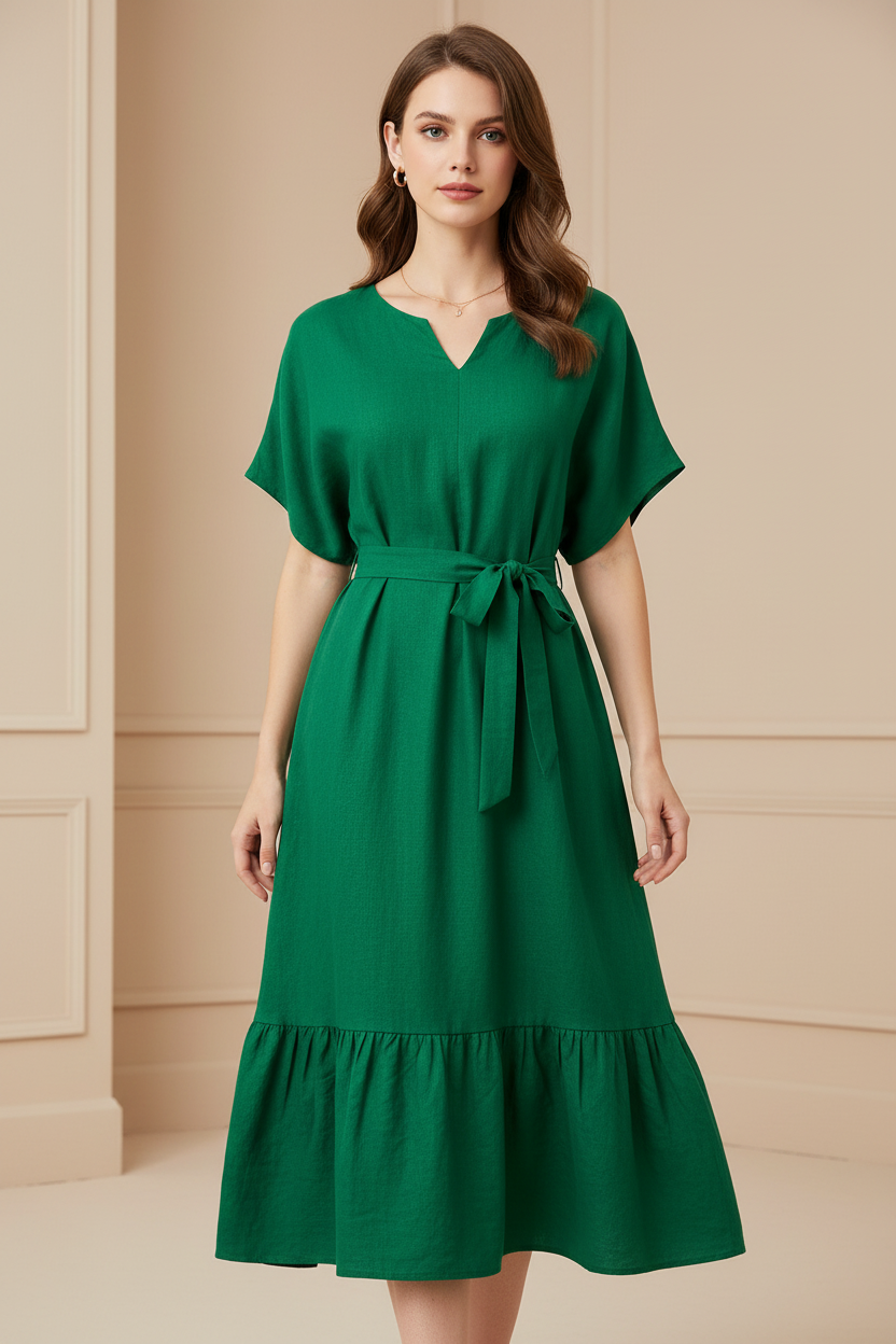Vestido Verde Esmeralda - Frente com Modelo