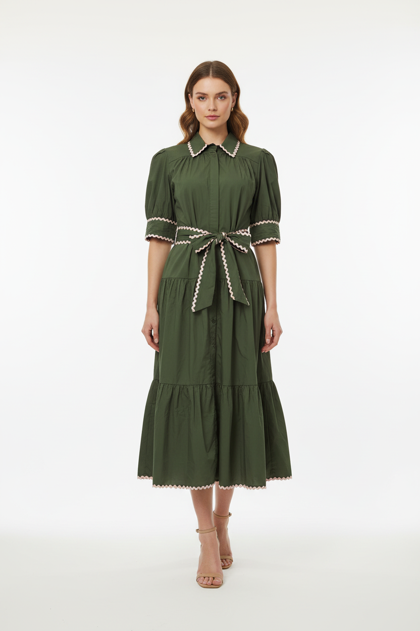 Vestido Verde Militar - Frente com Modelo