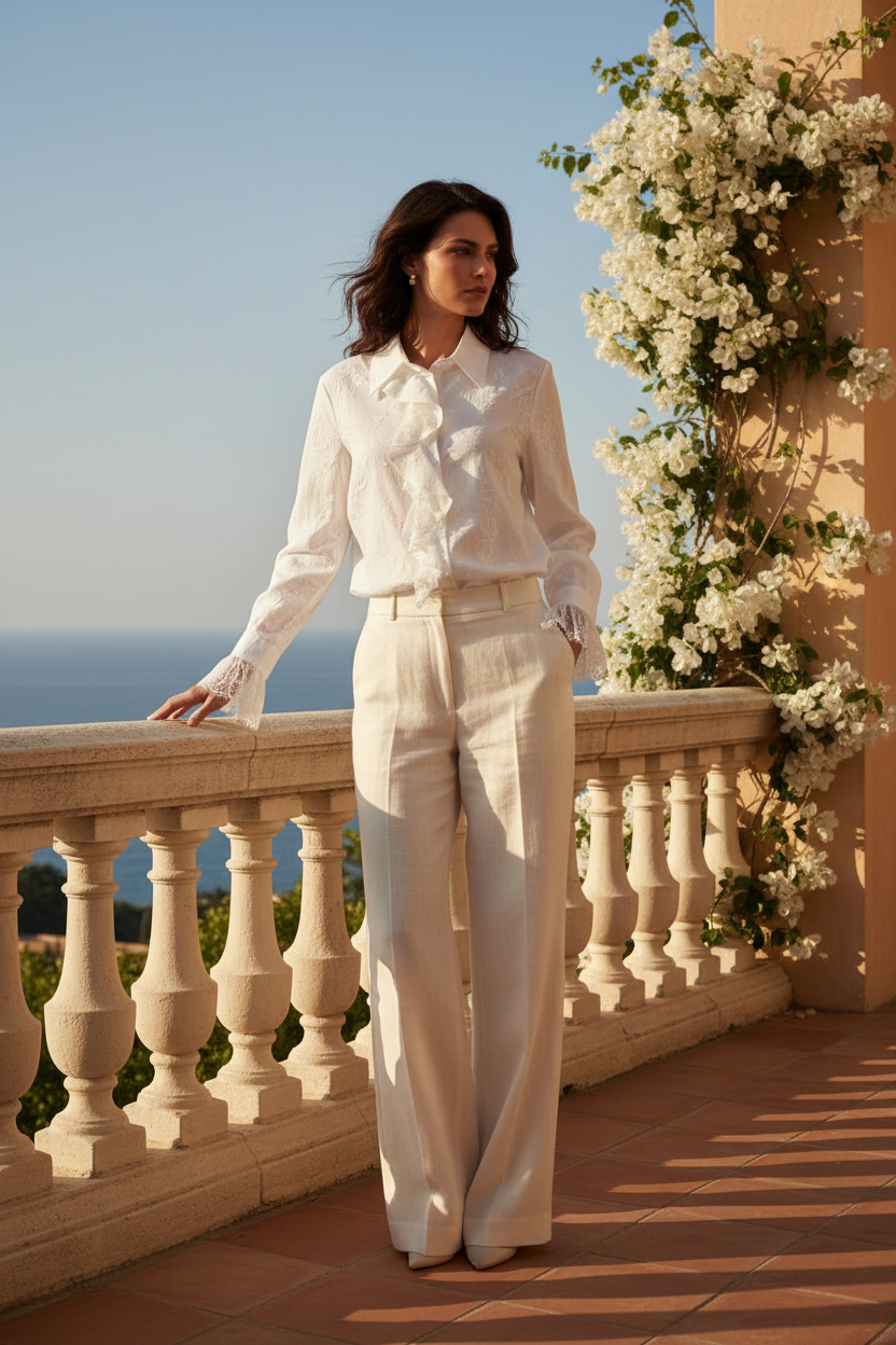 White Ruffle Shirt – Lifestyle