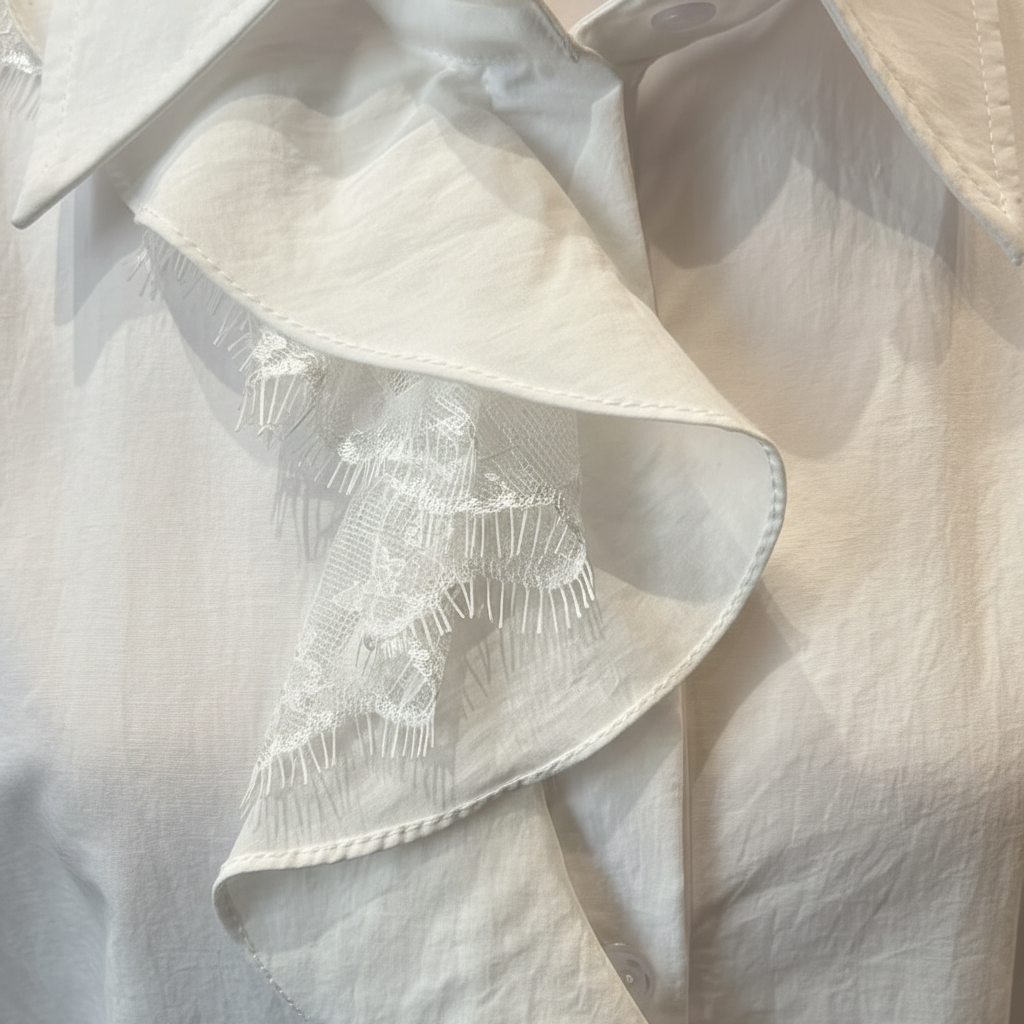 White Ruffle Shirt – Ruffle Detail