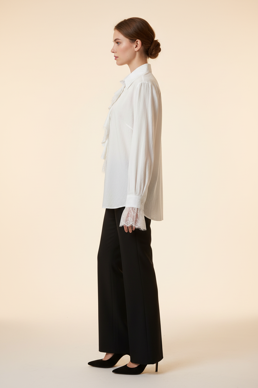 White Ruffle Shirt – Side