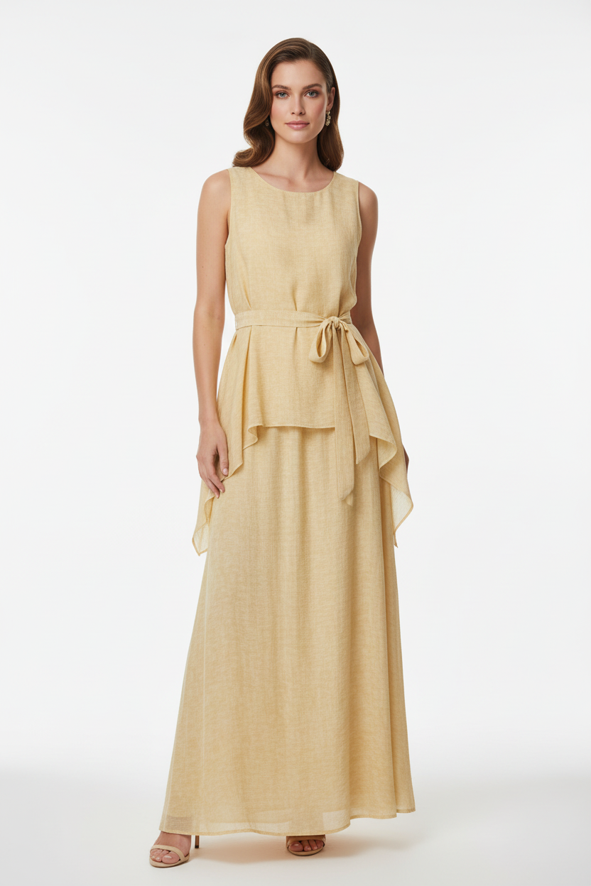 Yellow Linen Set – Editorial with Belt