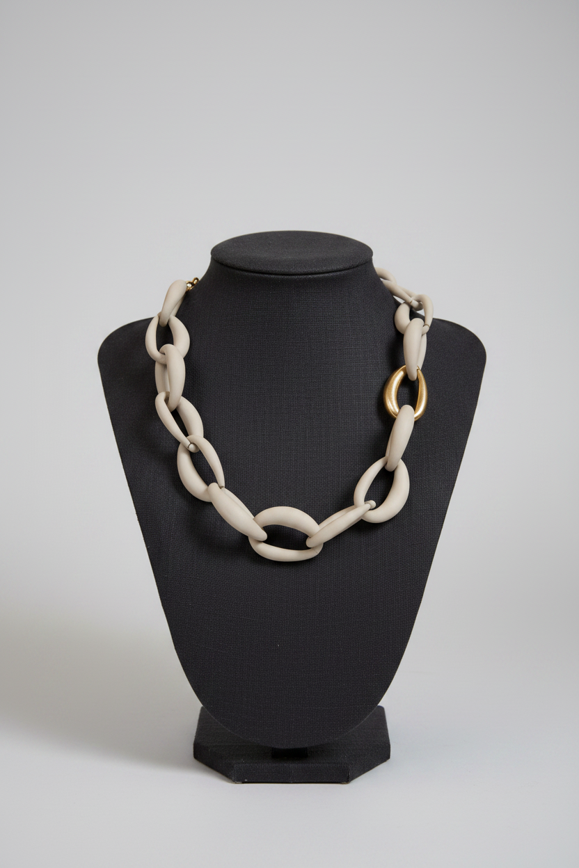 Zen Clay Link Necklace – Dark Bust Light Background