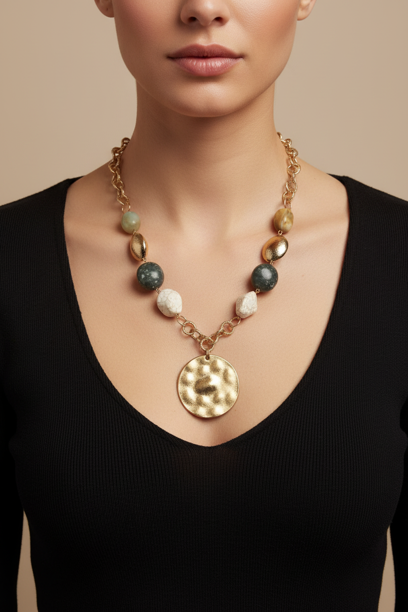 Zen Stone Necklace – Model Shot