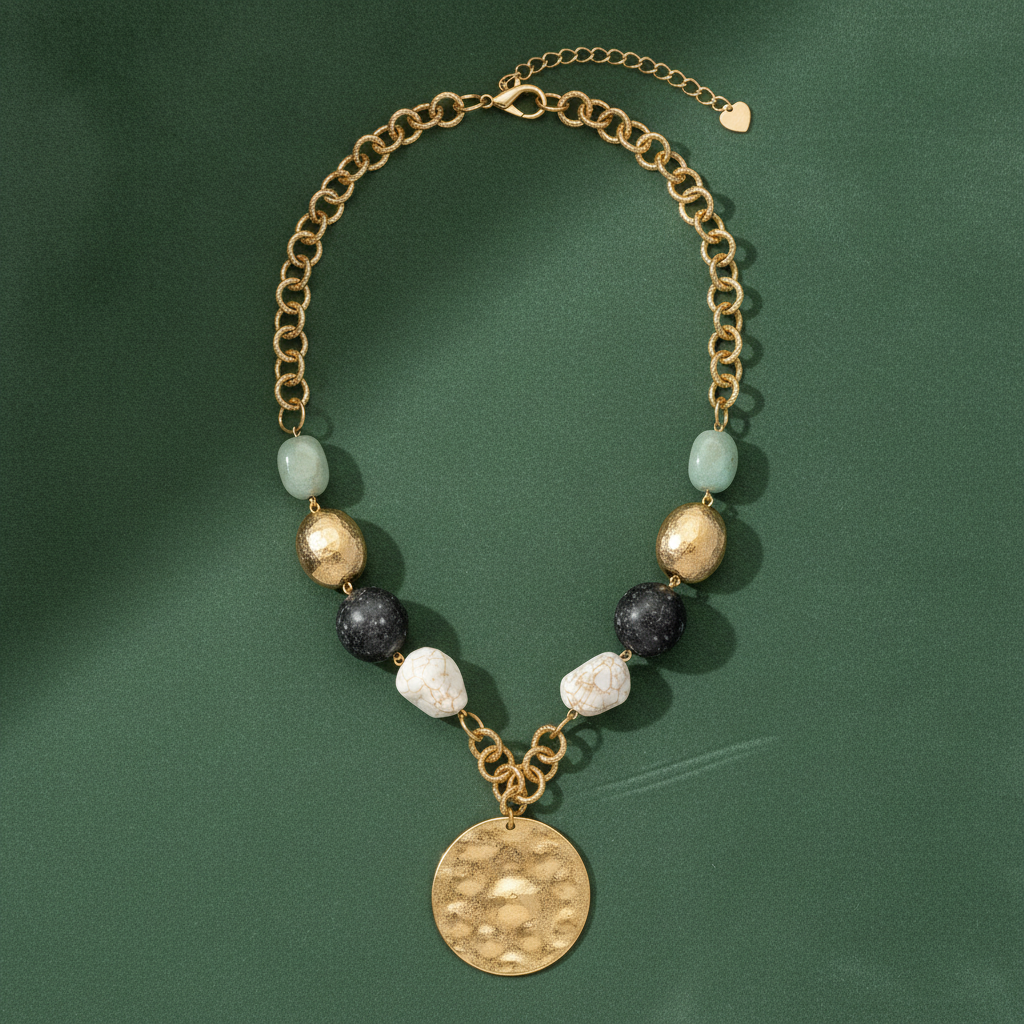 Zen Stone Necklace – Sage Green Background