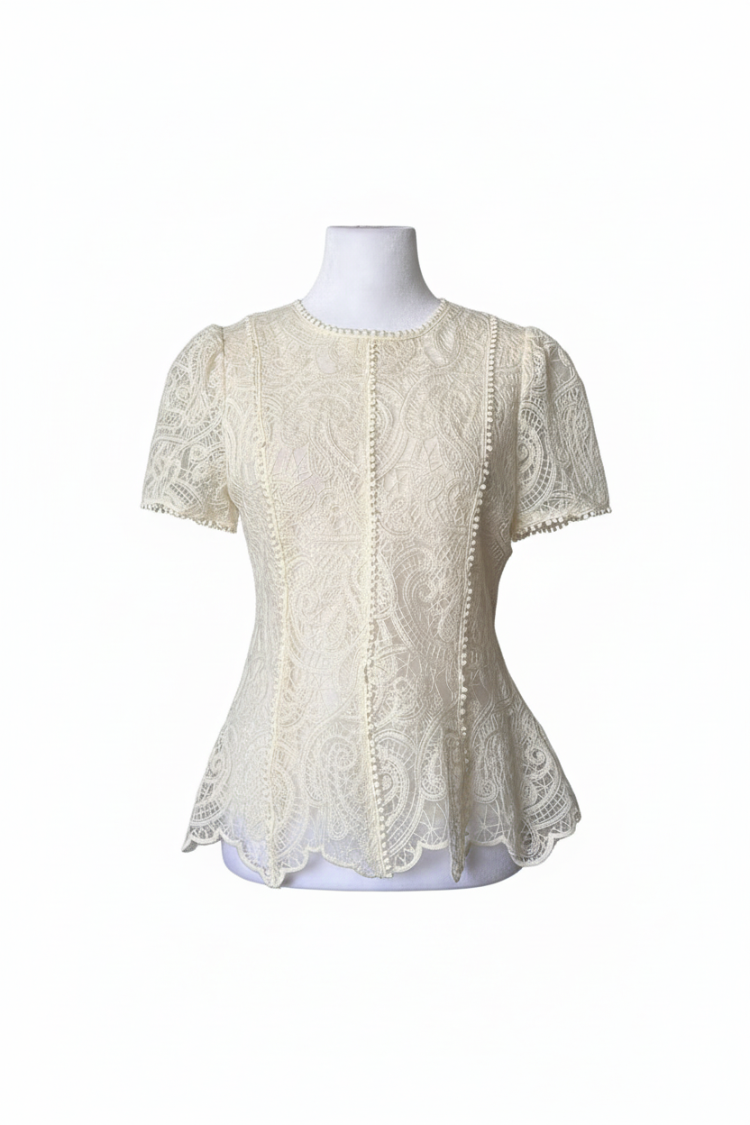 Zoe Ivory Lace Top – Front